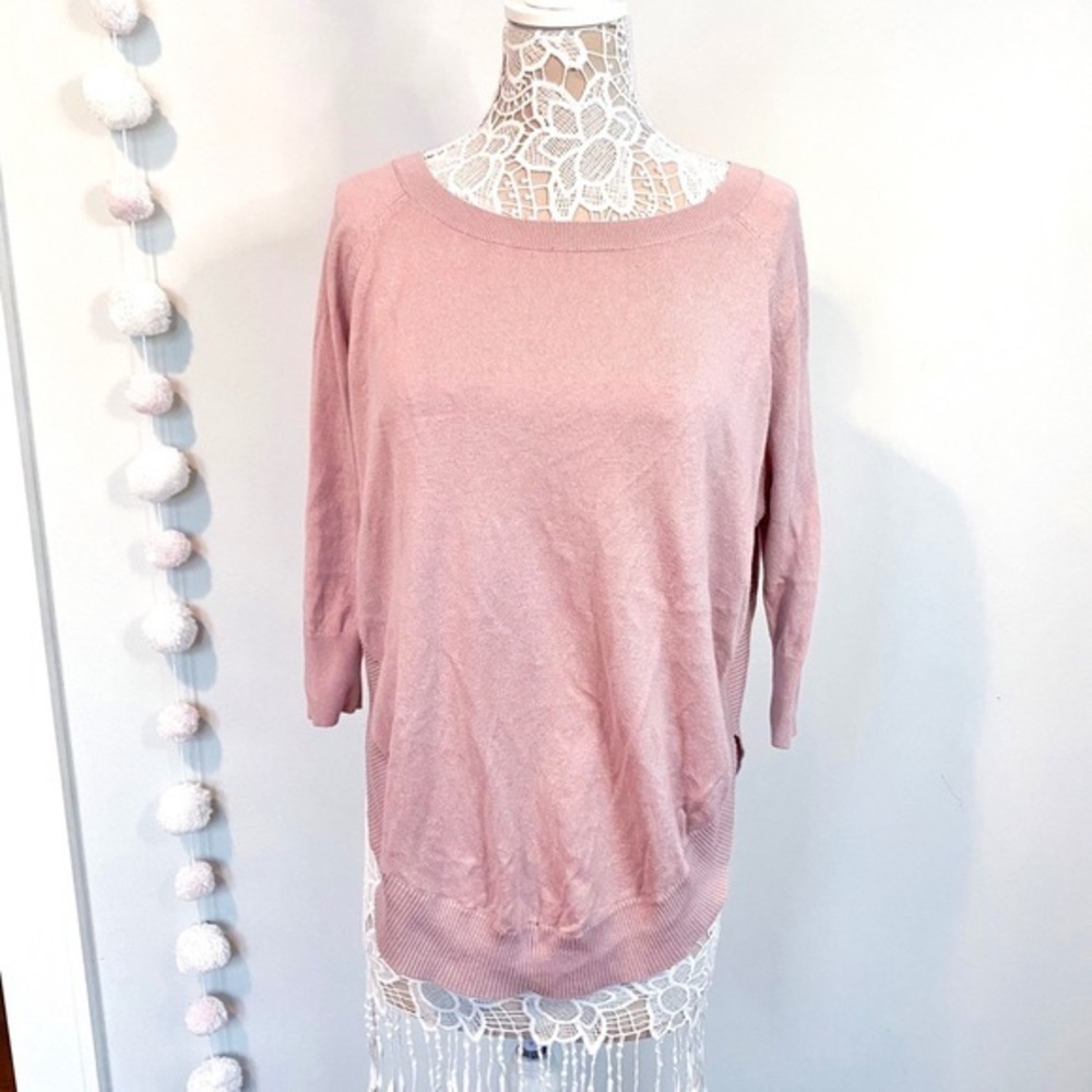 Express Side Slit Pink Sweater Top Extra Small